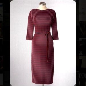 Boden Red Stripe Below Knee Pencil Dress WH507